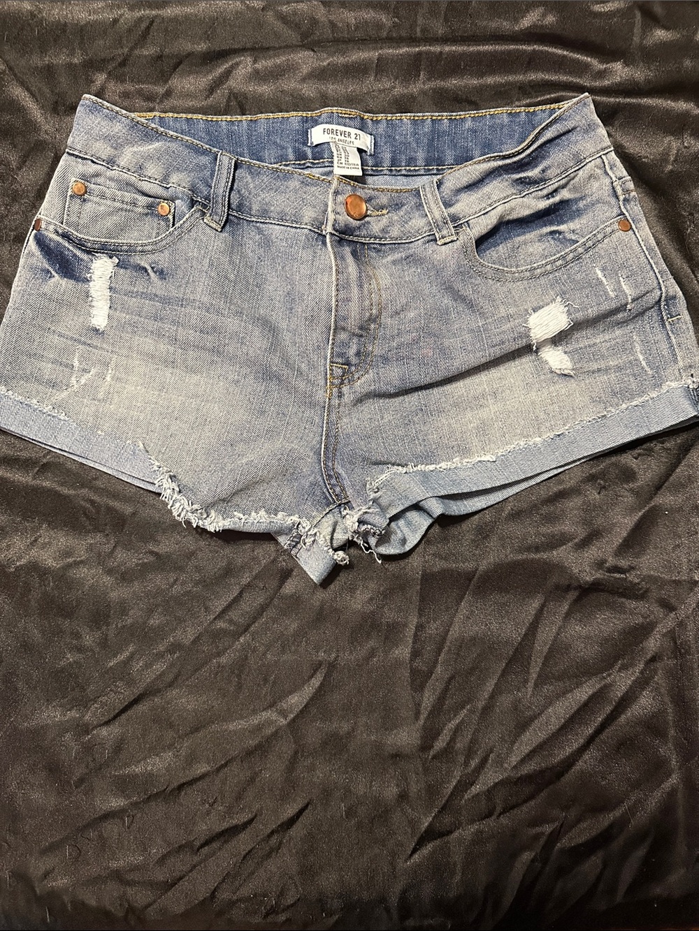 Forever 21 Light Blue Ripped Denim Cutoff Shorts